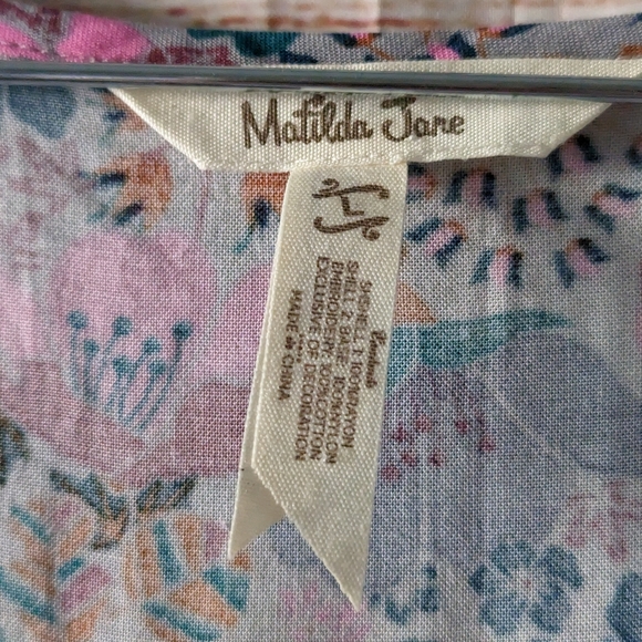 Matilda Jane Size Large Floral Embroidered Babydoll Blouse Tassel Scoop Neck - Picture 6 of 13